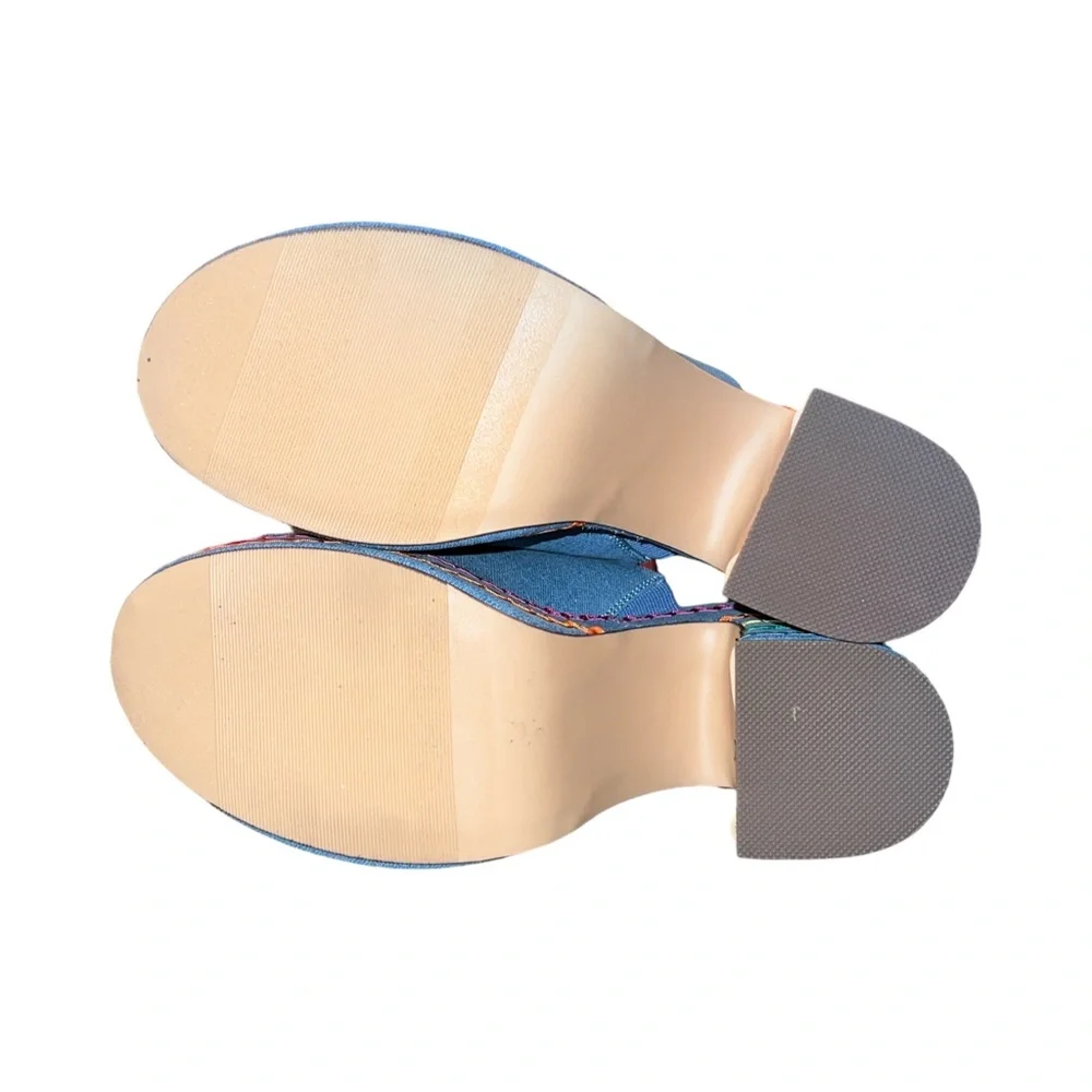Wild Pair Rosaly Platform Wedge Sandals Blue Denim Multi Size 10 New